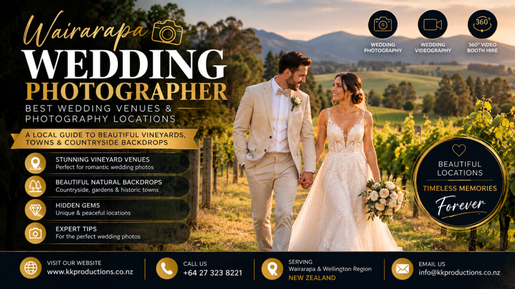 Wairarapa wedding photographer capturing a couple in a scenic vineyard